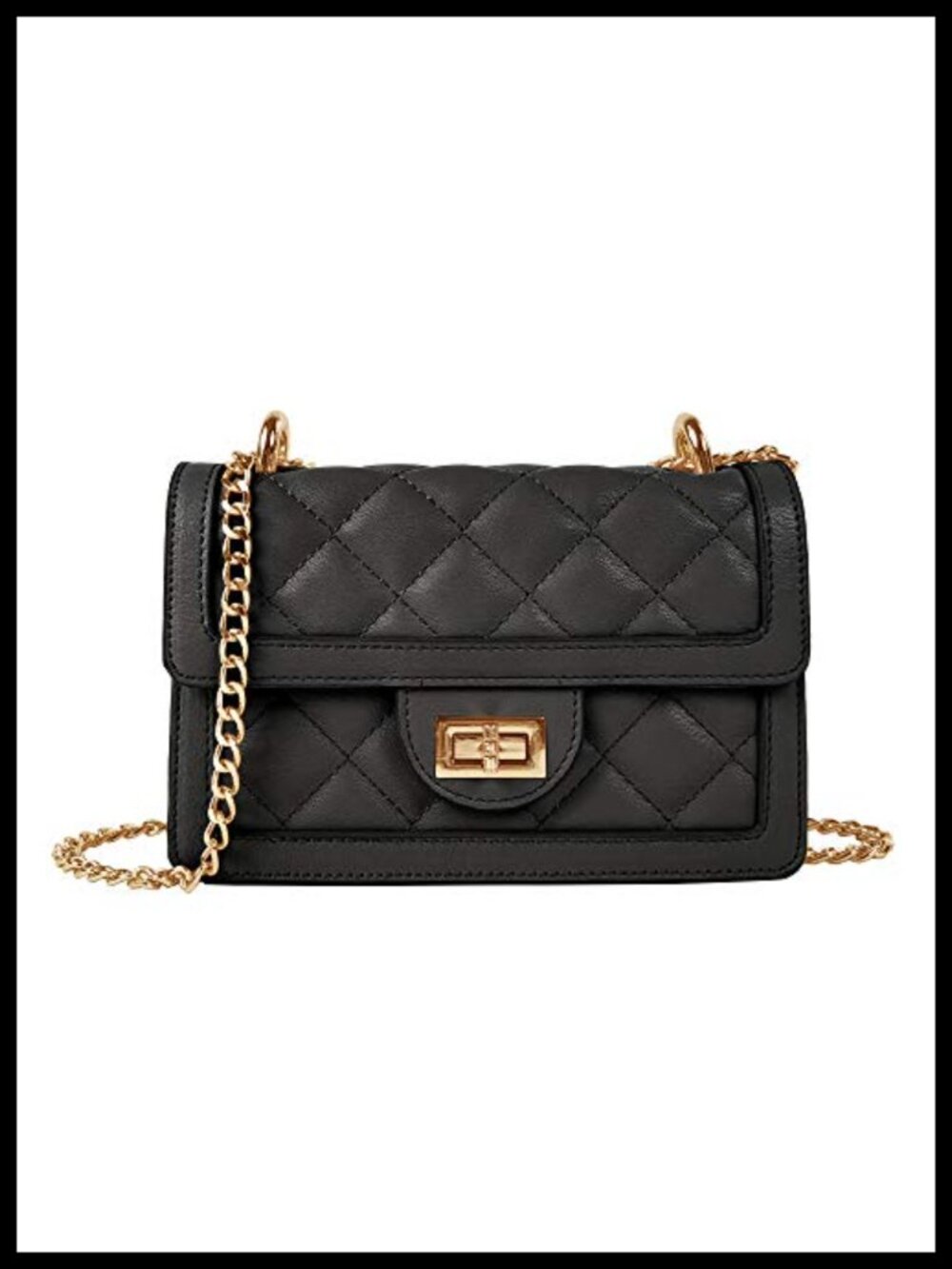Quilted Crossbody Bag Vegan Leather Mini Shoulder Purse Turn Clasp